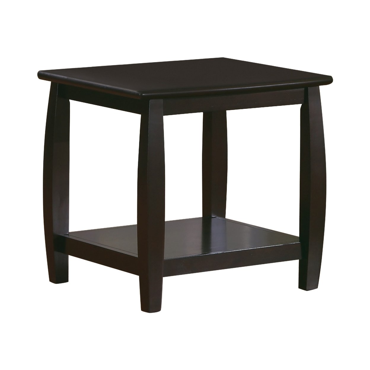 Saltoro Sherpi Contemporary Style Solid Wood End Table With Slightly Rounded Shape, Dark Brown- Saltoro Sherpi