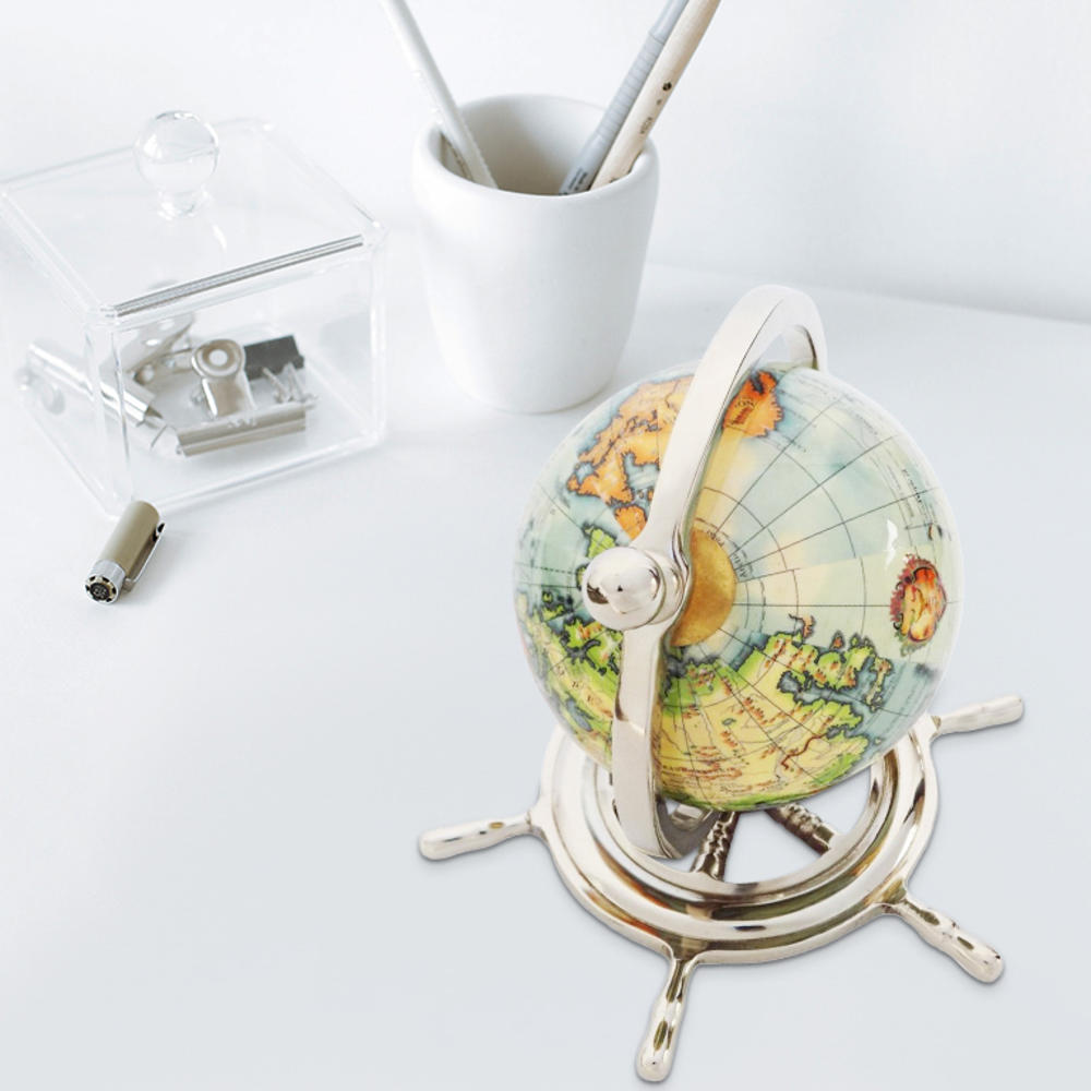 Vintiquewise Educational Decorative World Globe on Sailor Wheel for Office Home and School