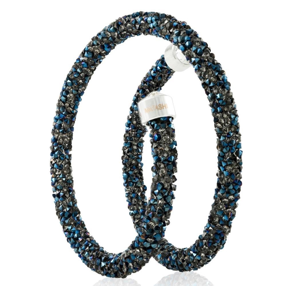 Matashi Metallic Blue Glittery Wrap Around Luxurious Crystal Bracelet