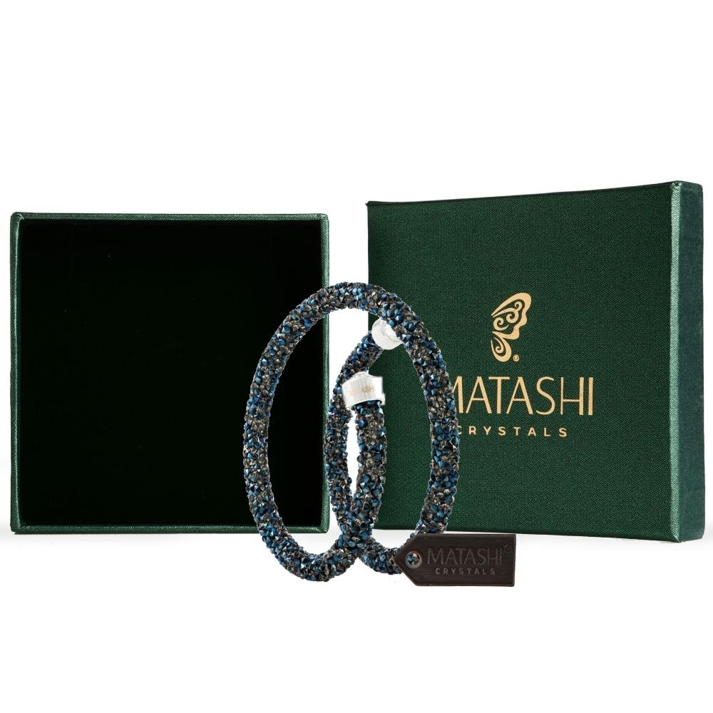 Matashi Metallic Blue Glittery Wrap Around Luxurious Crystal Bracelet