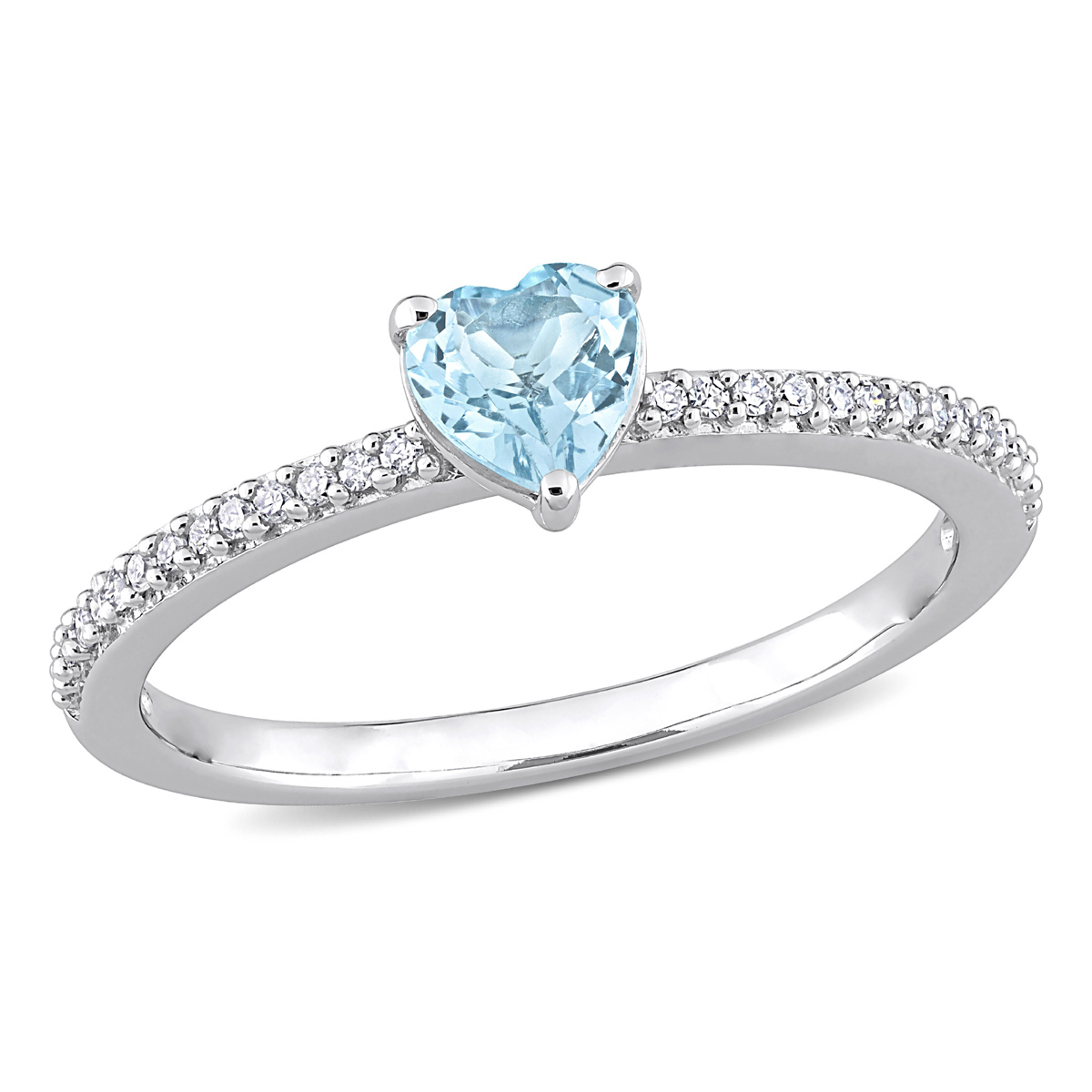 Gem And Harmony 1/2 Carat (ctw) Blue Topaz and Diamond Solitaire Ring in 10K White Gold