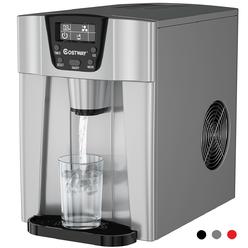 Costway 2 In 1 Ice Maker Water Dispenser Countertop 36Lbs/24H LCD Display Portable New Silver