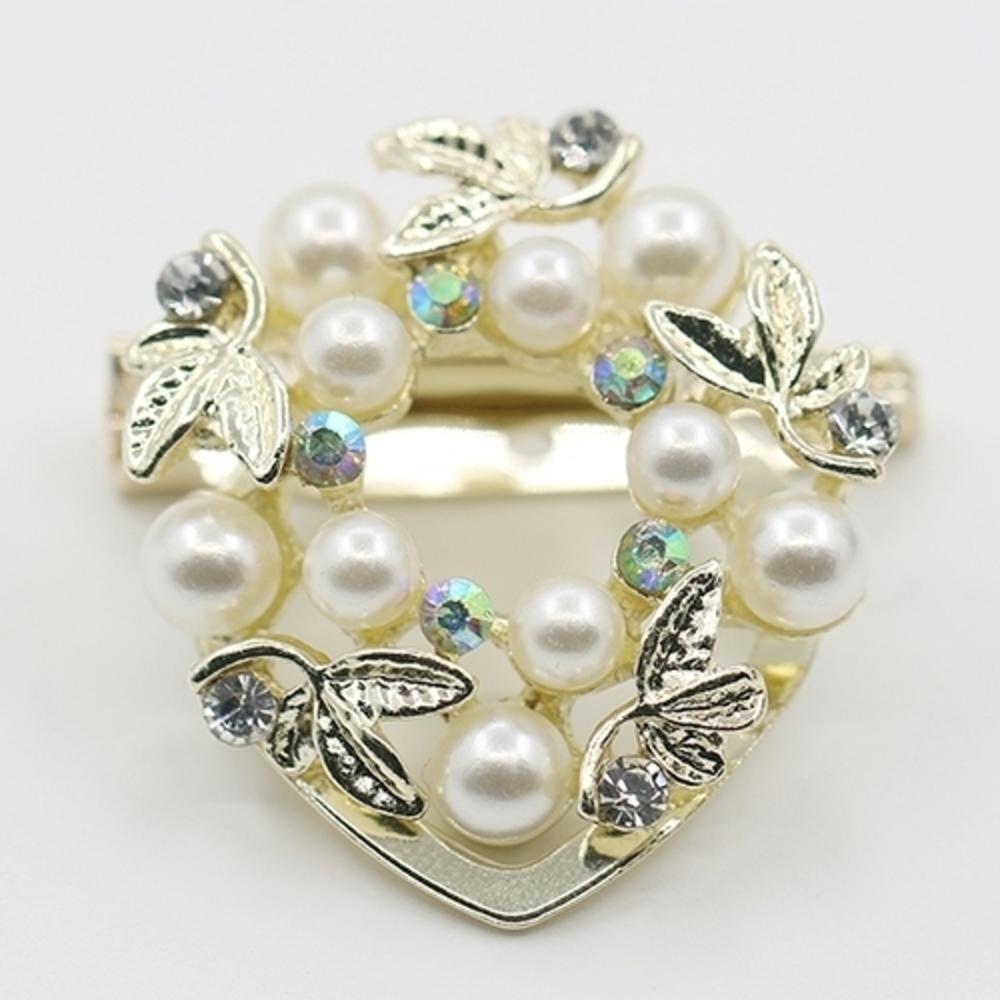 Generic Elegant Faux Pearl Rhinestone Scarf Ring Silk Scarf Buckle Clip Fashion Jewelry