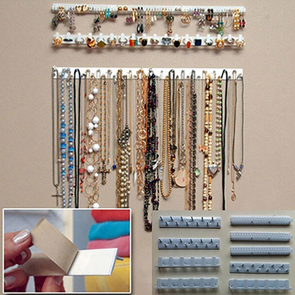Generic 9-in-1 Jewelry Hooks Adhesive Wall Mount Plastic Practical Jewelry Storage Set for home