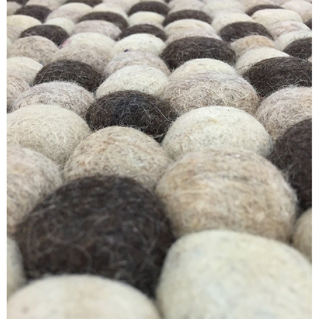 Gfurn Handmade Woolen Pebble Pouf  Brown Natural