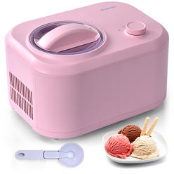Costway Ice Cream Maker 1.1 QT Automatic Frozen Dessert Machine w/ Spoon White\Green\Pink\Silver Pink