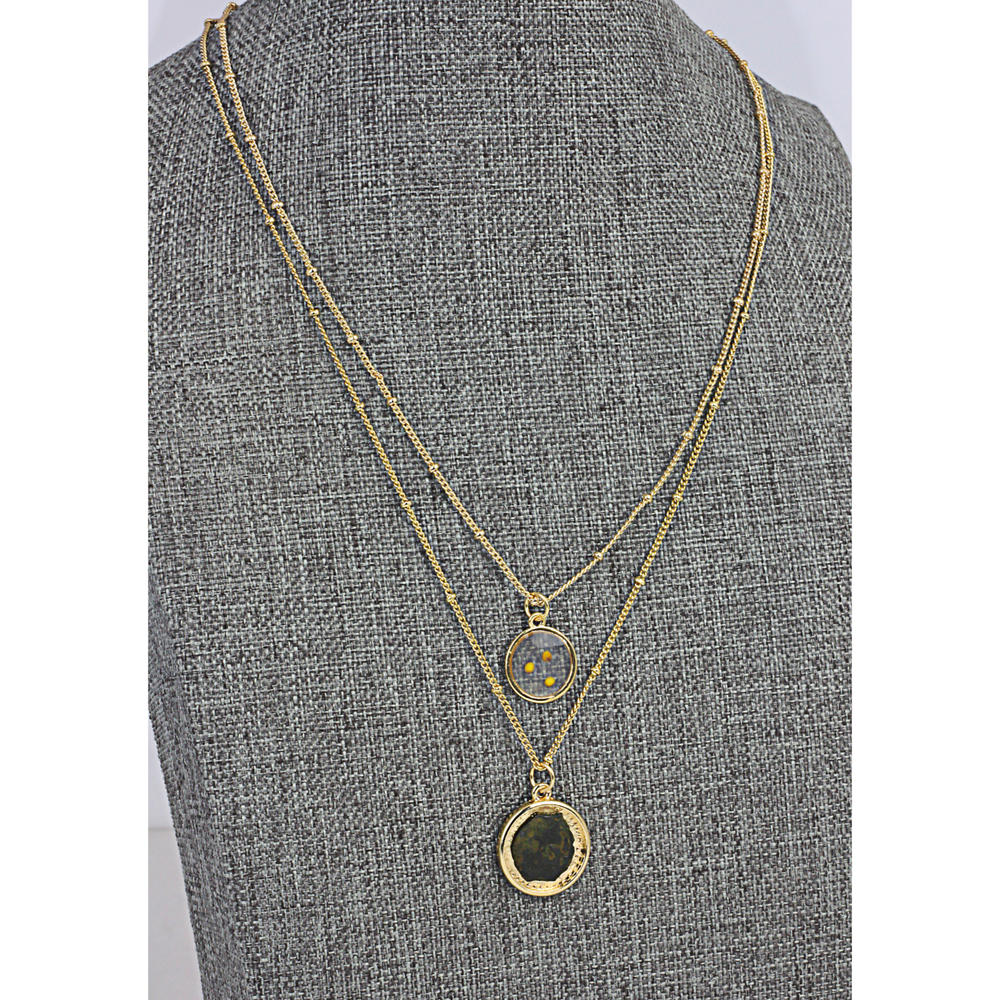 American Widow's Mite Coin Pendant With Mustard Seeds Double Chain Necklace