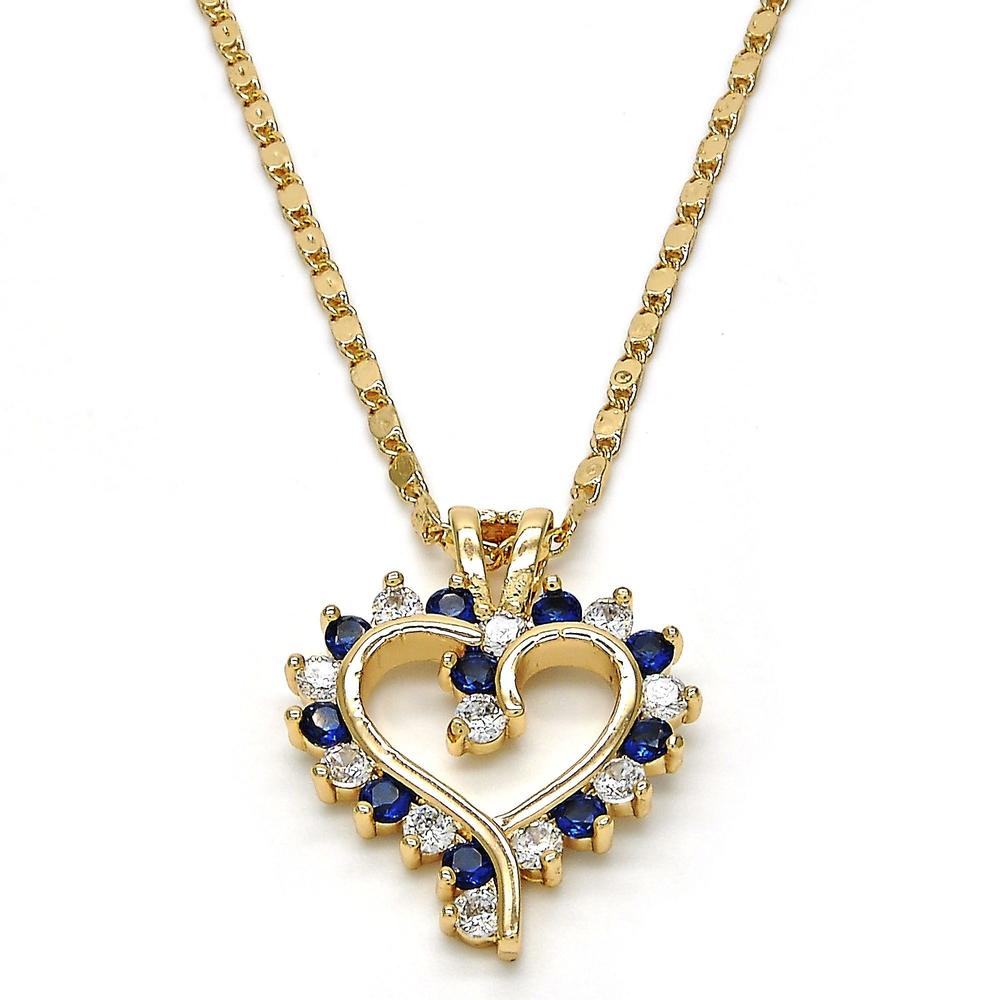 RM 18K Gold Filled High Polish Finsh  Fancy Necklace, Heart Design, with Micro Pava Setting