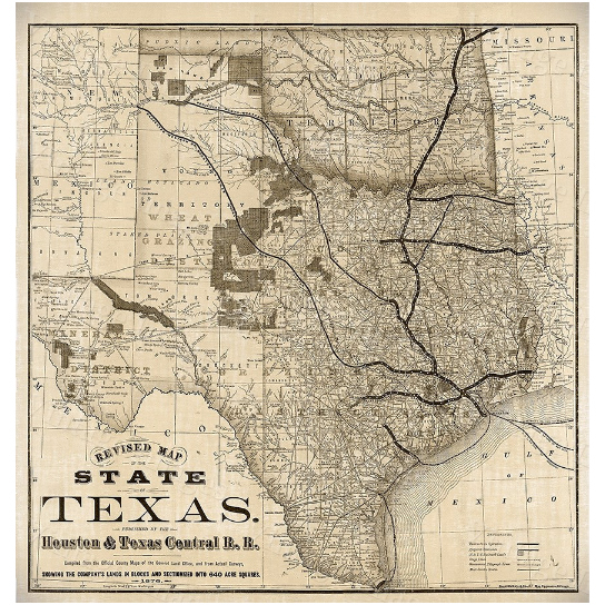 Vintage Imagery Old Map of Texas 1876 Vintage Historical Wall map Antique Restoration Hardware Style Map Texas state Map Texas Map Texas