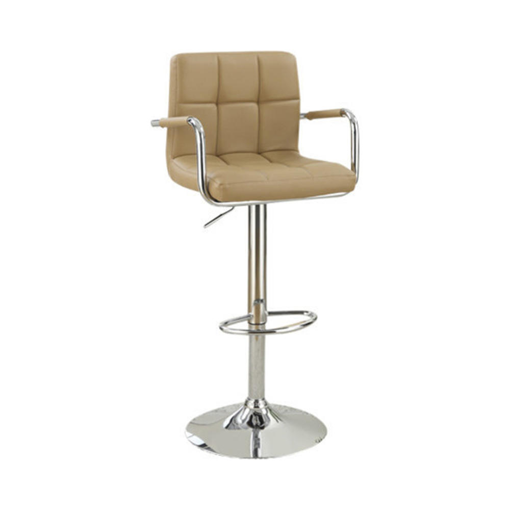 Saltoro Sherpi Arm Chair Style Bar Stool With Gas Lift Brown And Silver Set of 2 - Saltoro Sherpi