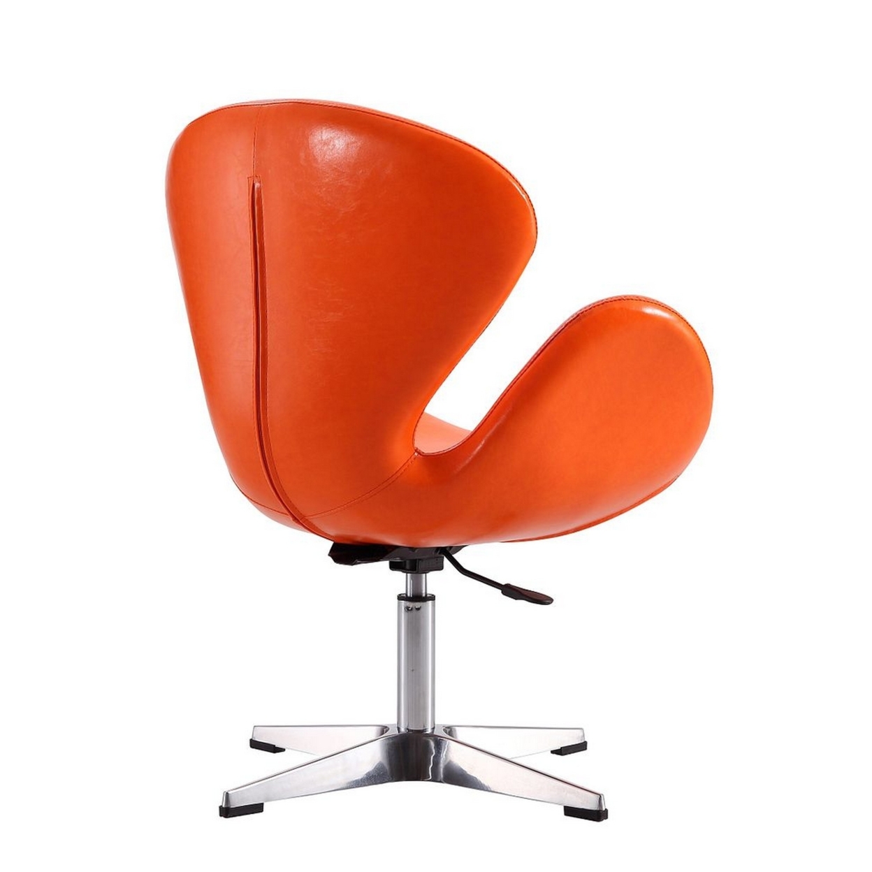 Manhattan Comfort Raspberry Tangerine and Polished Chrome Faux Leather Adjustable Swivel Chair