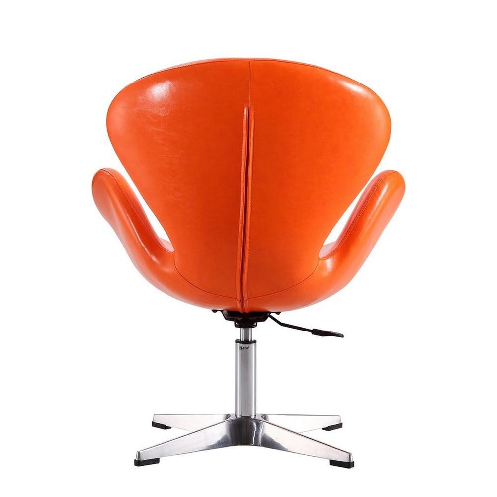 Manhattan Comfort Raspberry Tangerine and Polished Chrome Faux Leather Adjustable Swivel Chair
