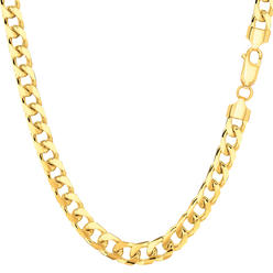 JewelryAffairs 14k Yellow Solid Gold Miami Cuban Link Chain Mens Bracelet, 5mm, 8.5"