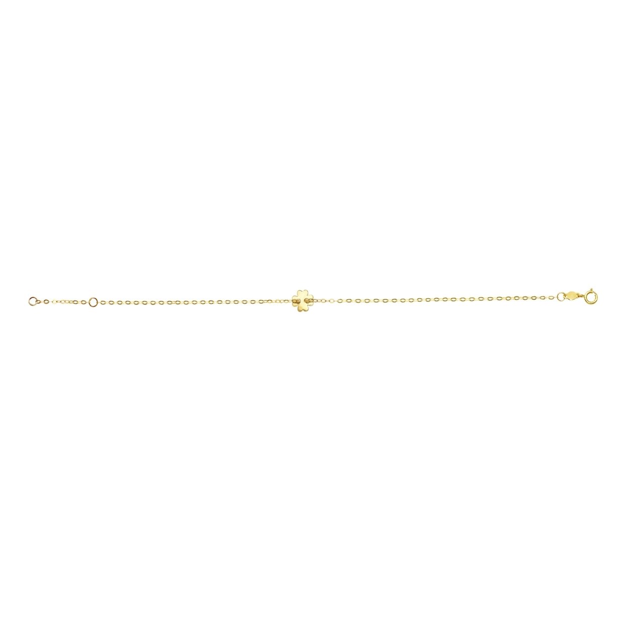 JewelryAffairs 14k Yellow Gold Clover Charm Fancy Bracelet, 7"