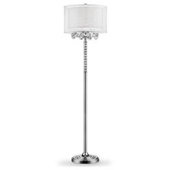 Saltoro Sherpi Benjara Twisted Crystal Accent Floor Lamp with Dual Fabric Shade, Clear