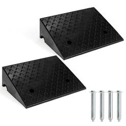 Costway 2 PCS 6" Rubber Car Curb Ramps for Vehicle Wheelchair Ramp W/ 4 Expansion Bolts