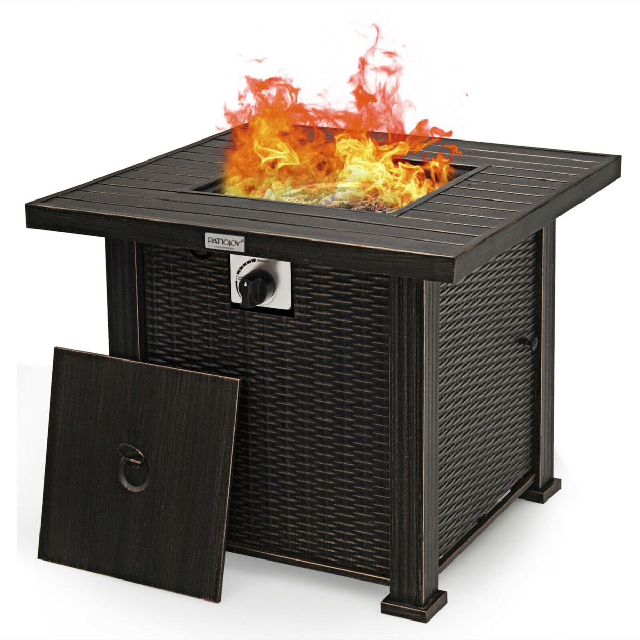 Gymax 30" Gas Fire Pit Table 50,000 BTU Square Propane Fire Pit Table W/ Cover