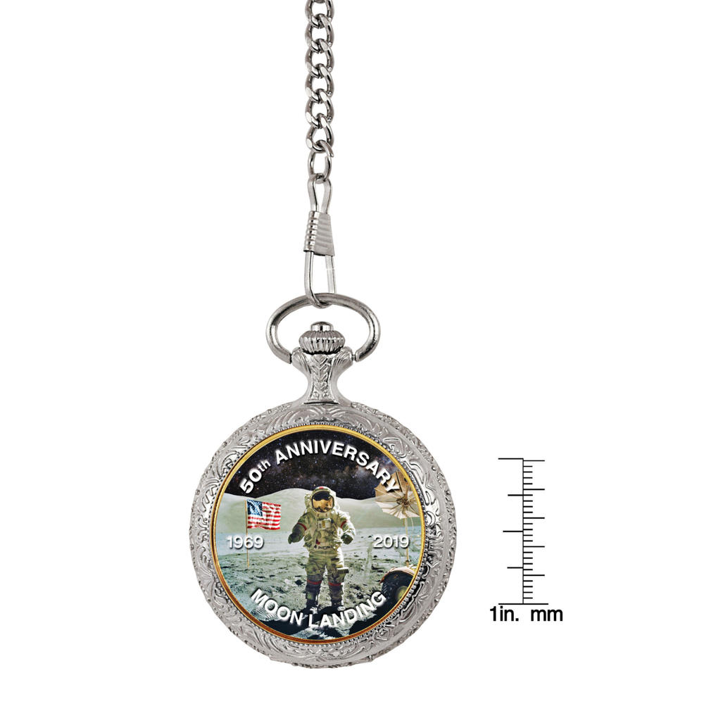 American Moon Landing Bicentennial Eisenhower Colorized Dollar Gold Layered Coin Pocket Watch