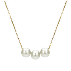 La Regis Jewelry Floating Pearl Pendant Necklace with 3 pcs of 8-8.5mm White Freshwater Cultured Pearl in 14k Yellow Gold