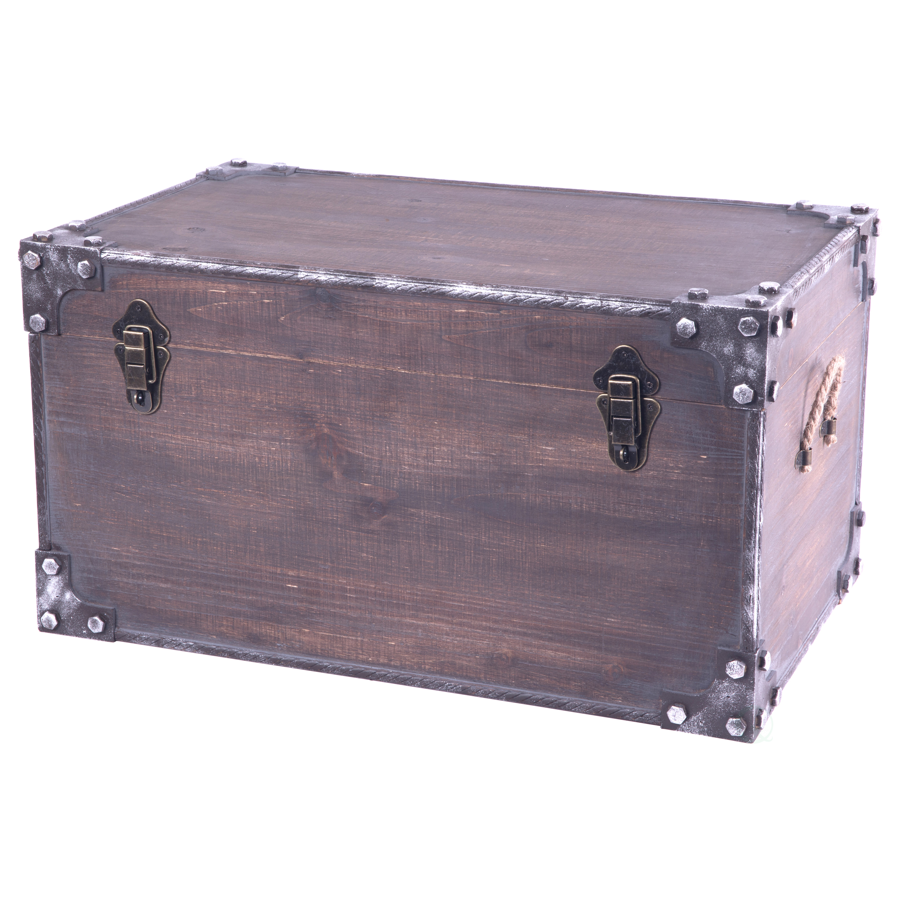 Vintiquewise QI003451 12.75 x 14.25 x 23.5 in. Distressed Wooden Vintage Industrial Style Decorative Trunk with Lockable Latch&#44; Cherry