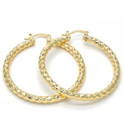 RM Gold FILLED Large Hoop Twist and Hollow Design Golden Tone 50MM