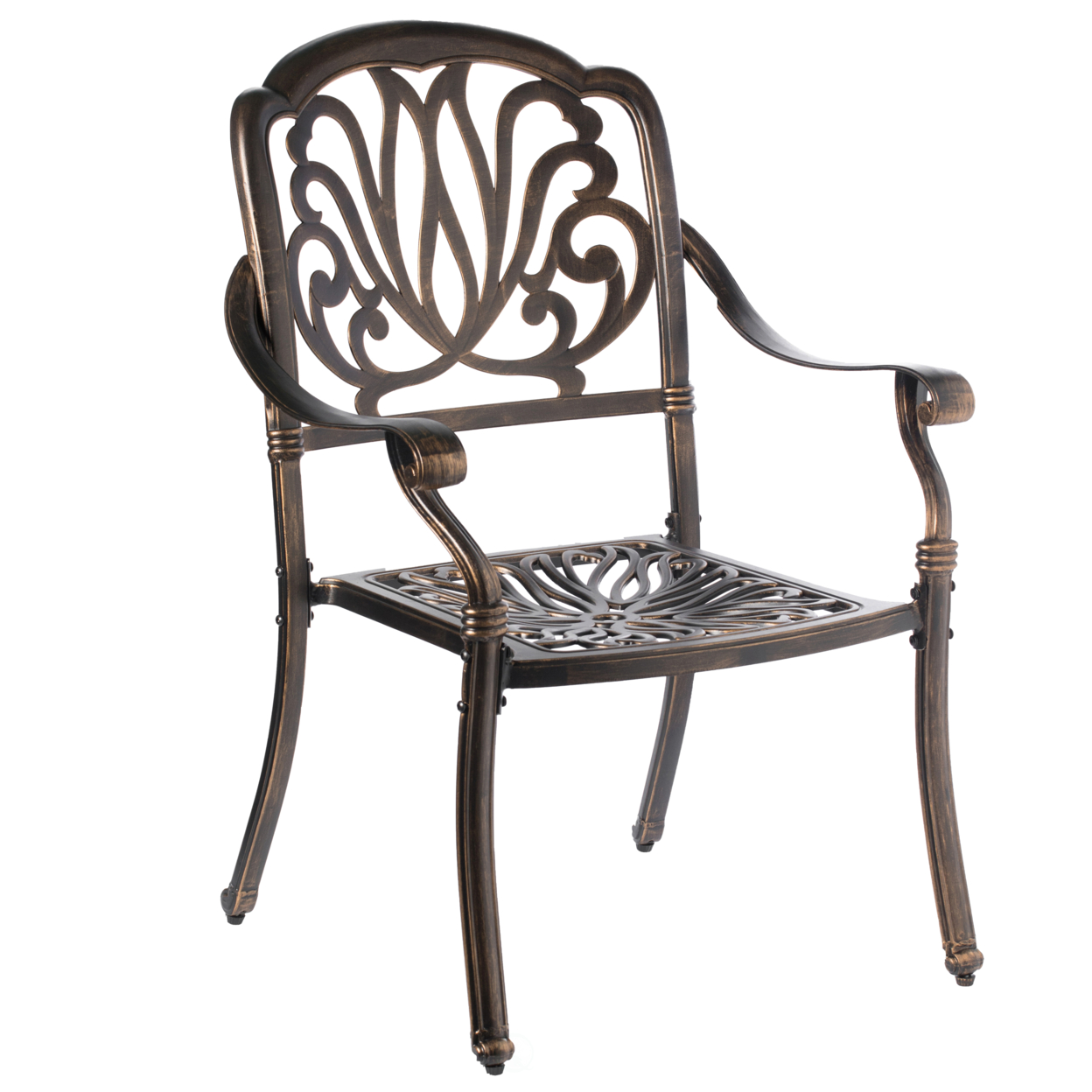 Gardenised Indoor and Outdoor Bronze Dinning Set 4 Chairs with 1 Table Bistro Patio Cast Aluminum.