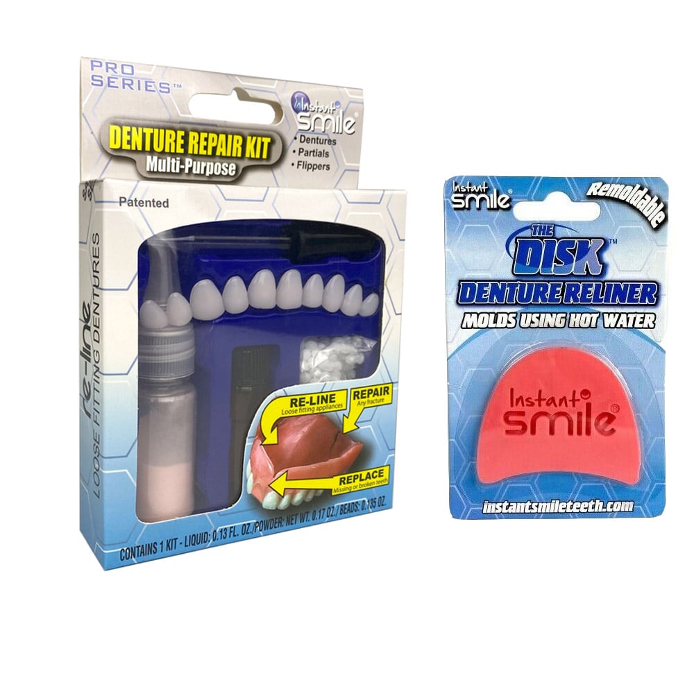 Instant Smile Complete Denture Repair Kit Multi-purpose and The Disk Denture Reliner