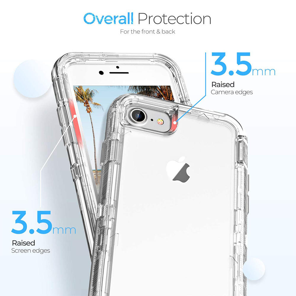 Modes Wireless For Apple iPhone SE 2020 / iPhone 8 / iPhone 7 / iPhone 6S/6 Transparent Defender Armor Hybrid Case Cover Clear
