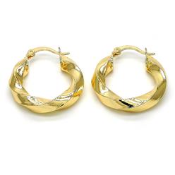 RM Gold Filled High Polish Finsh  Bamboo Twist Hoop Earrings