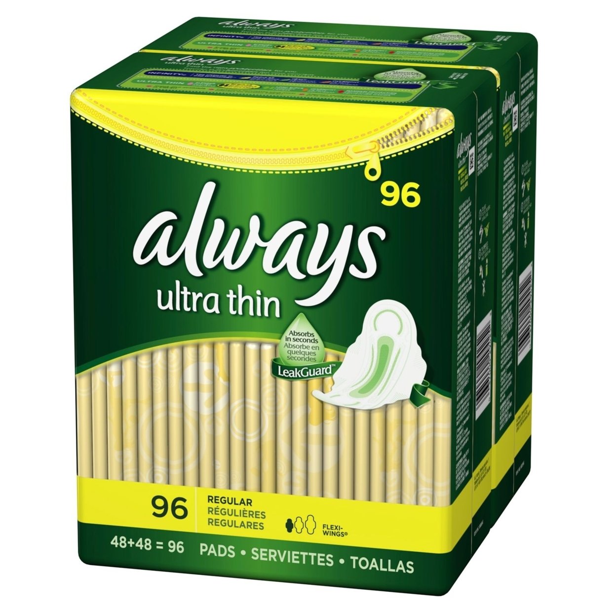 Always Ultra Thin Regular Pads with Wings - 96 Count