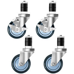 Costway Set of 4 Swivel Caster 4" Kitchen Prep Table Wheel For 1-1/2" ID Tubing w/ Brake