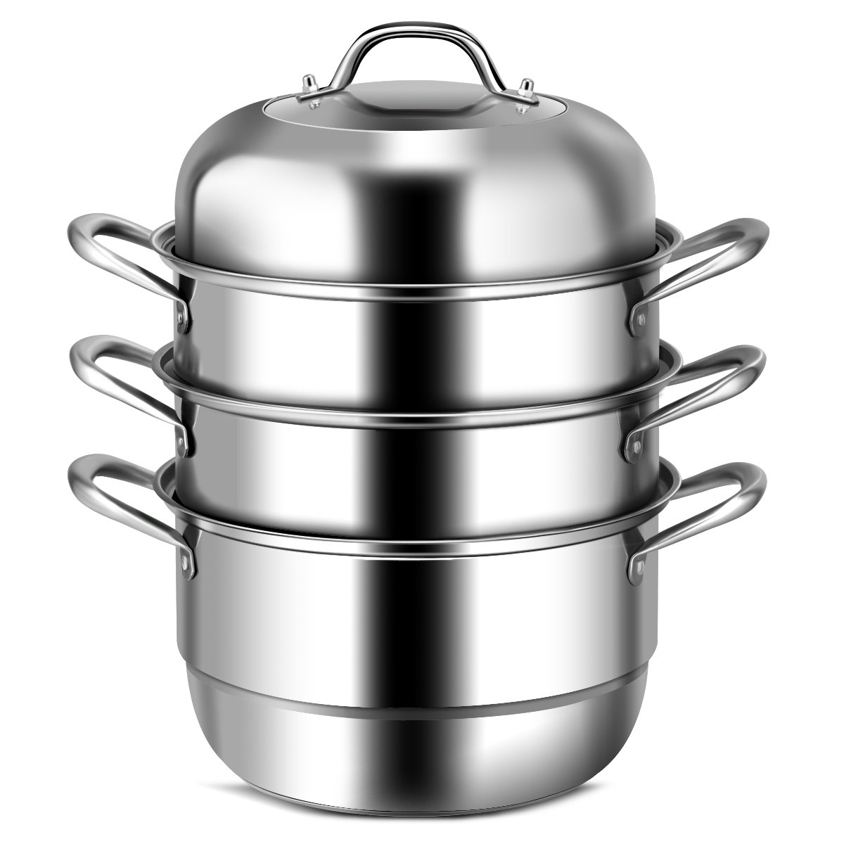 Costway 3 Tier 11 Inch Stainless Steel Steamer Set Cookware Pot Saucepot Double Boiler