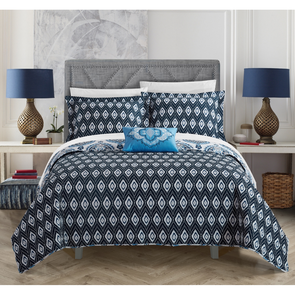 Chic Home 3/4 Piece Breda 100% Cotton 200 Thread Count Medallion Inspired Printed REVERSIBLE Quilt Set with Shams and