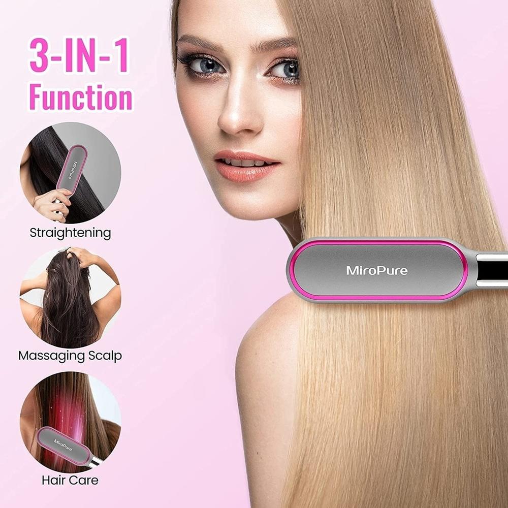 SKUSHOPS Hair Straightener Brush, 13 Heat Settings with LED Screen &  Anti-Scald & Auto-Off,