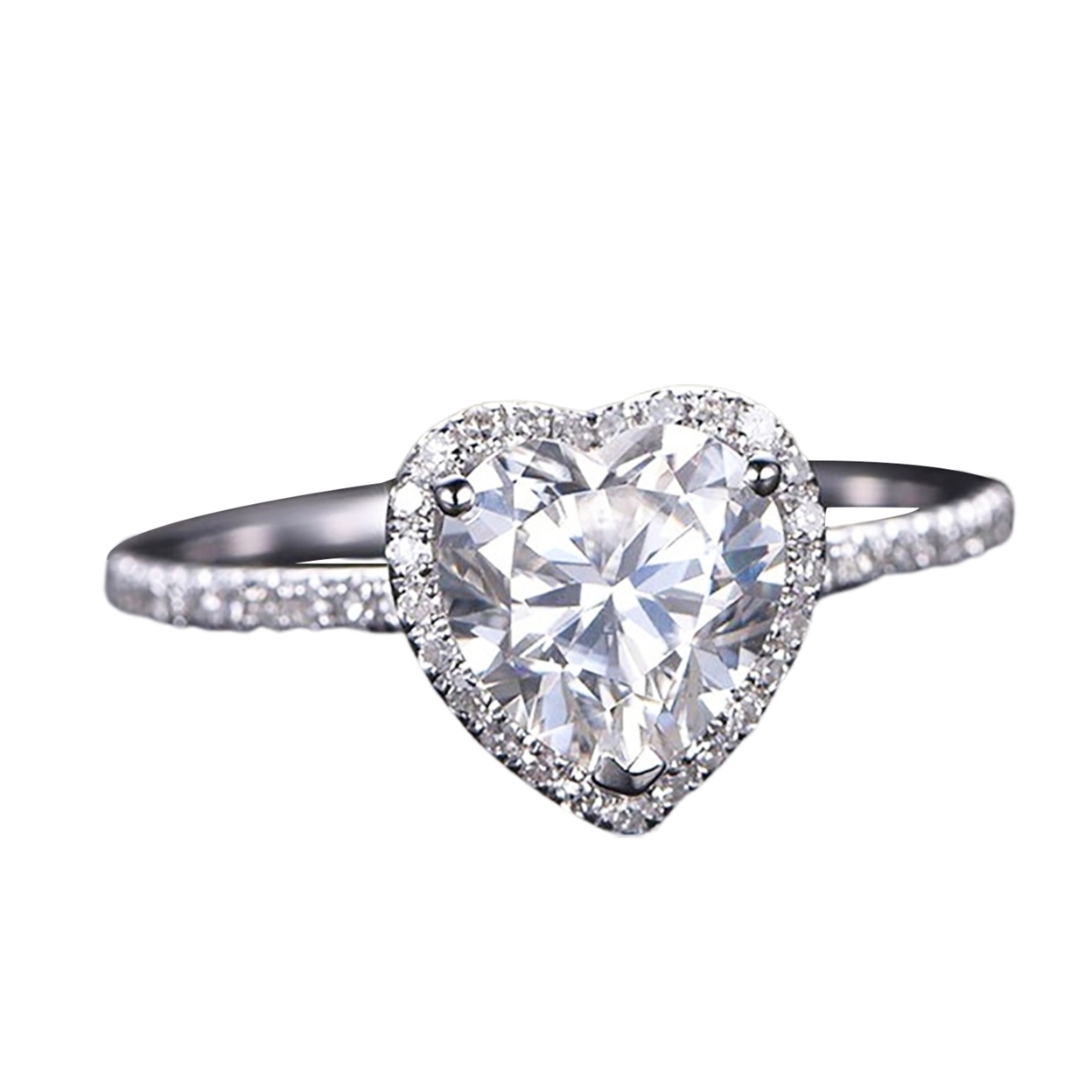 Generic Wedding Ring Heart Shape Shiny Rhinestone Creative Lady Circlet for Gift