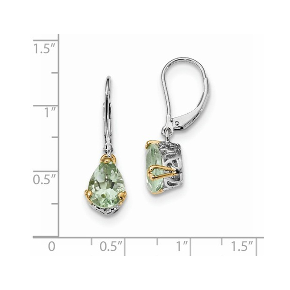 Gem And Harmony Green Amethyst Earrings 3.50 Carats (ctw) in Sterling Silver