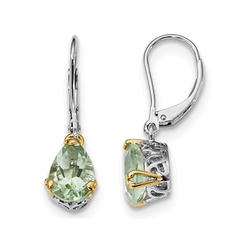Gem And Harmony Green Amethyst Earrings 3.50 Carats (ctw) in Sterling Silver
