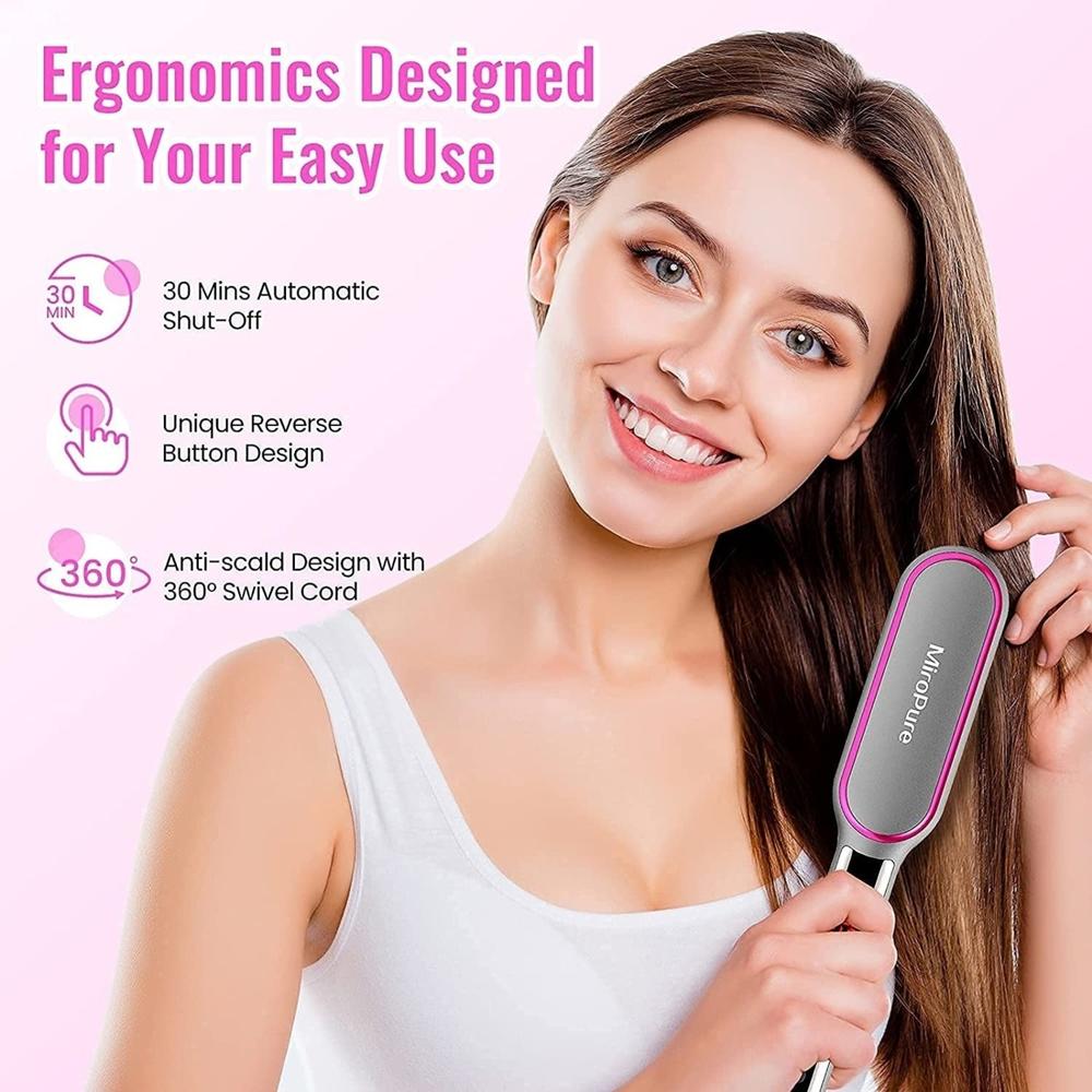 Dsermall Infrared Ionic Hair Straightening Brush, 13 Heat Settings with LED  Screen and Anti-Scald and