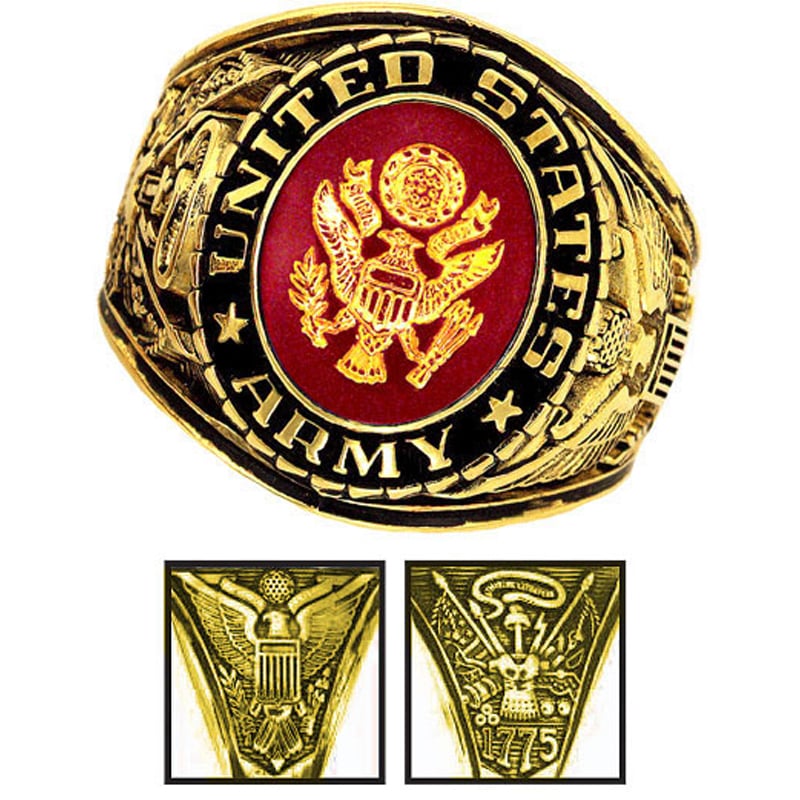 Rush Indstries, Inc. US Insignia Army Deluxe Engraved Gold Color Ring