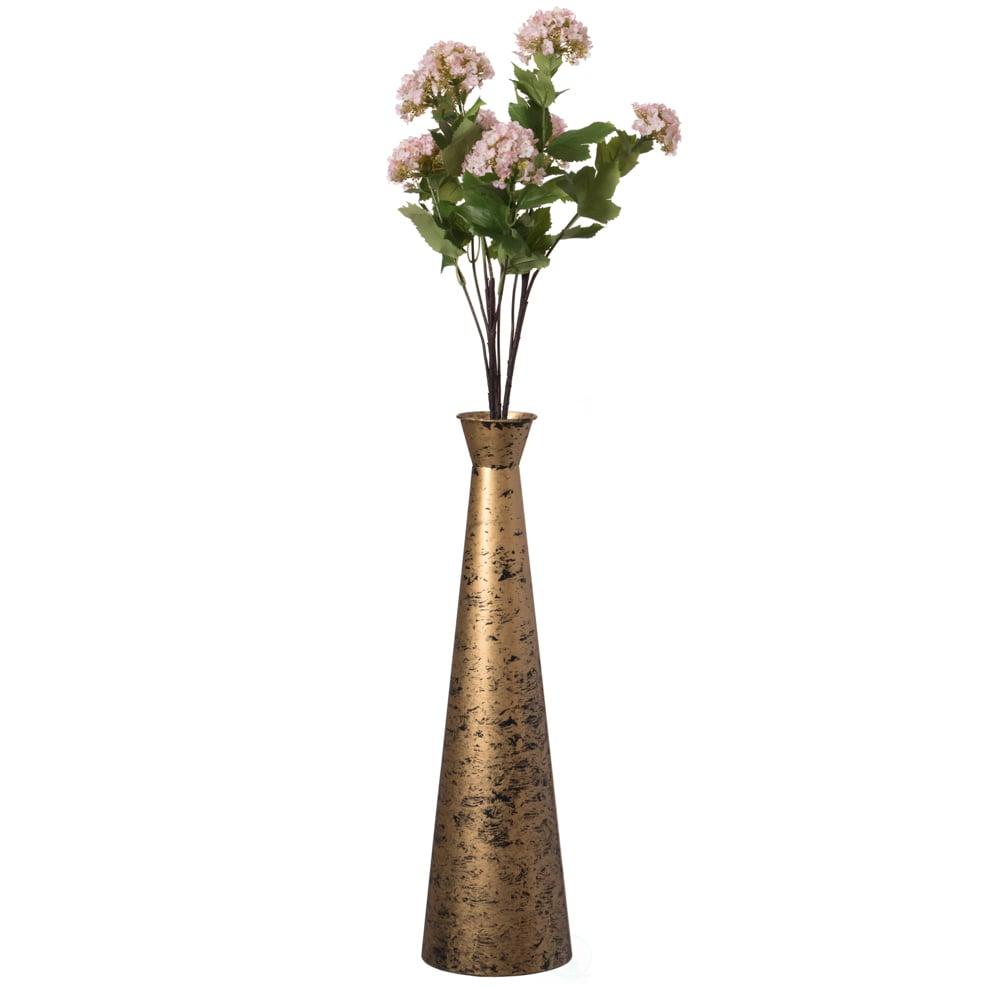 Uniquewise Brushed Paint Unique Straight Design Metal Decorative Floor Vase Flower Holder for Entryway, Living Room, or Dining