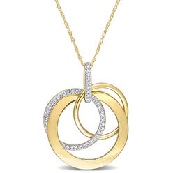 Gem And Harmony 1/4 Carat (ctw) Circle Pendant Necklace in 14KYellow Gold with Chain