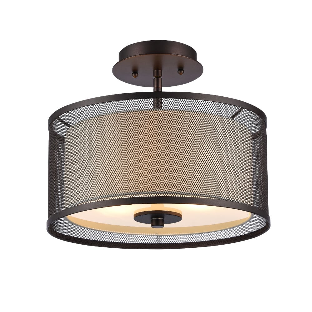 Chloe Lighting Chloe CH24033RB13-SF2 13 in. Lighting Audrey Transitional 2 Light Rubbed Bronze Semi-Flush Ceiling Fixture - Oil Rubbed Bronze
