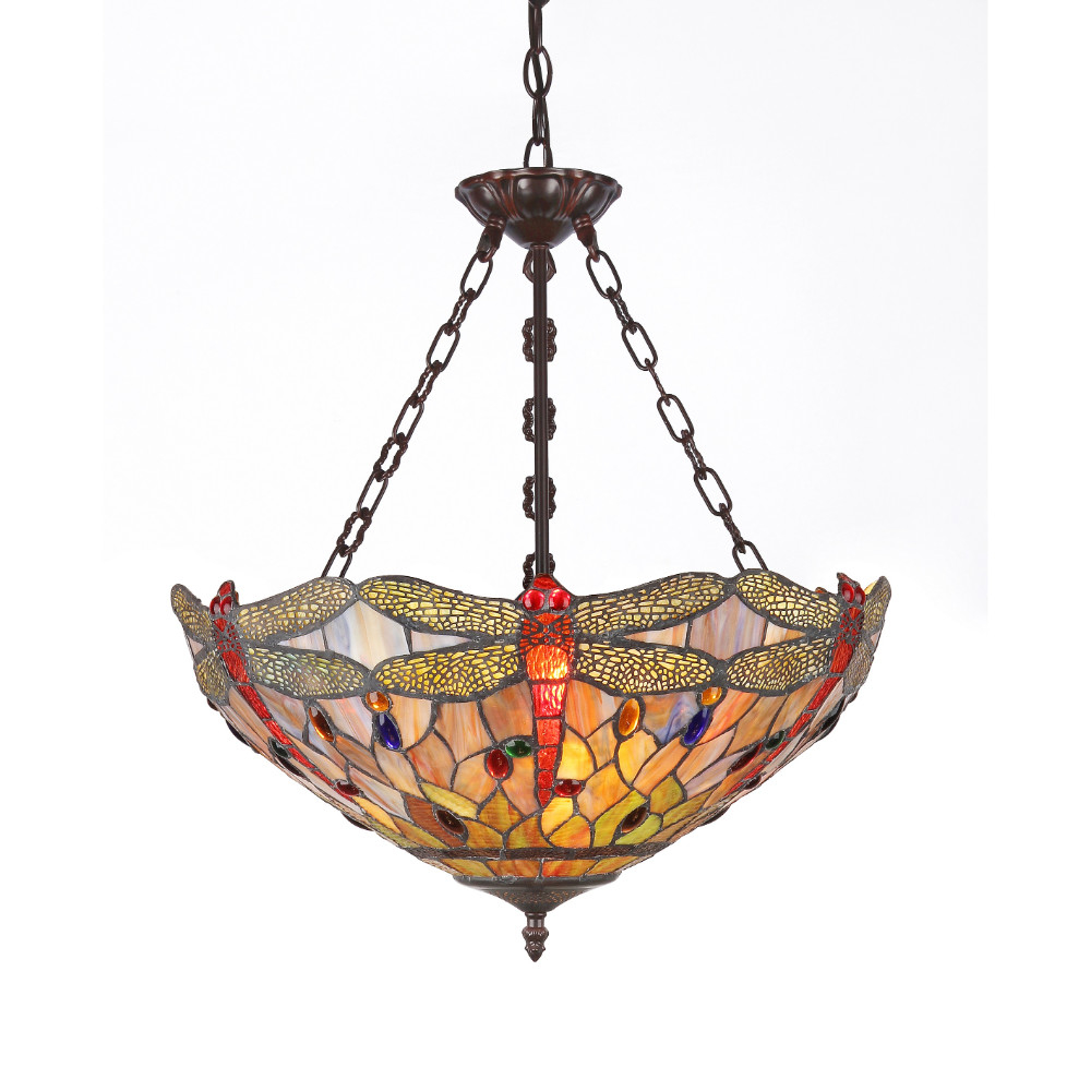 Chloe Lighting ANISOPTERA PURITY  -style 3Light Dragonfly Inverted Ceiling PendantFixture