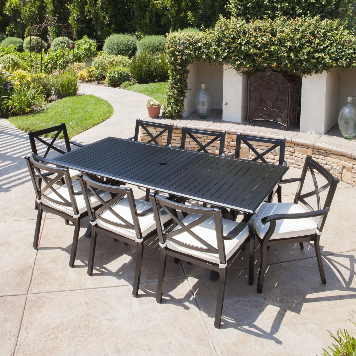 GDFStudio Eowyn 9 Piece Cast Aluminum Outdoor  Dining Set With Expandable Table