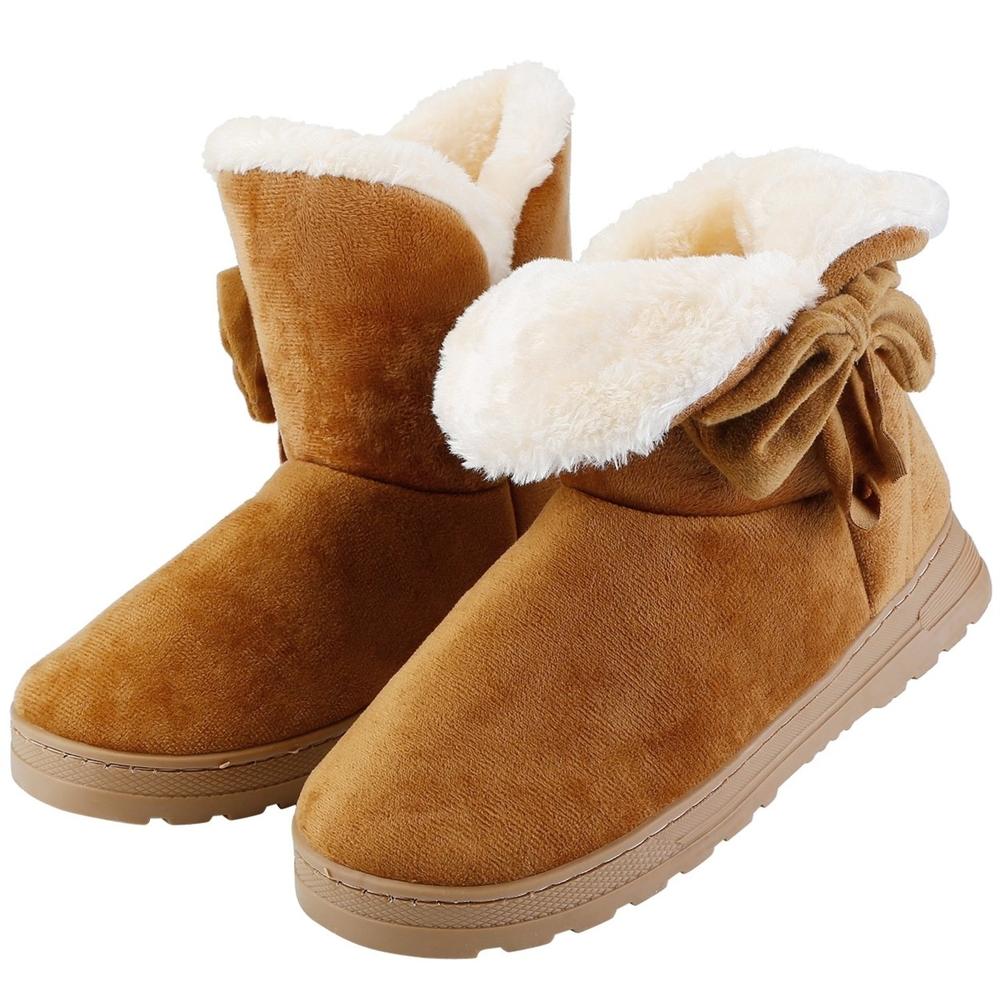 GLOBAL PHOENIX Women Ladies Snow Boots Super Soft Fabric Mid-Calf Winter Shoes Thickened Plush Warm Lining Shoes