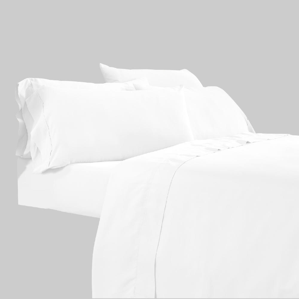Saltoro Sherpi Minka 4 Piece Twin Bed Sheet Set Soft Antimicrobial Microfiber White - Saltoro Sherpi