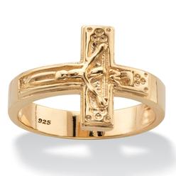 PalmBeach Jewelry Horizontal Crucifix Cross Ring in 14k Yellow Gold over Sterling Silver