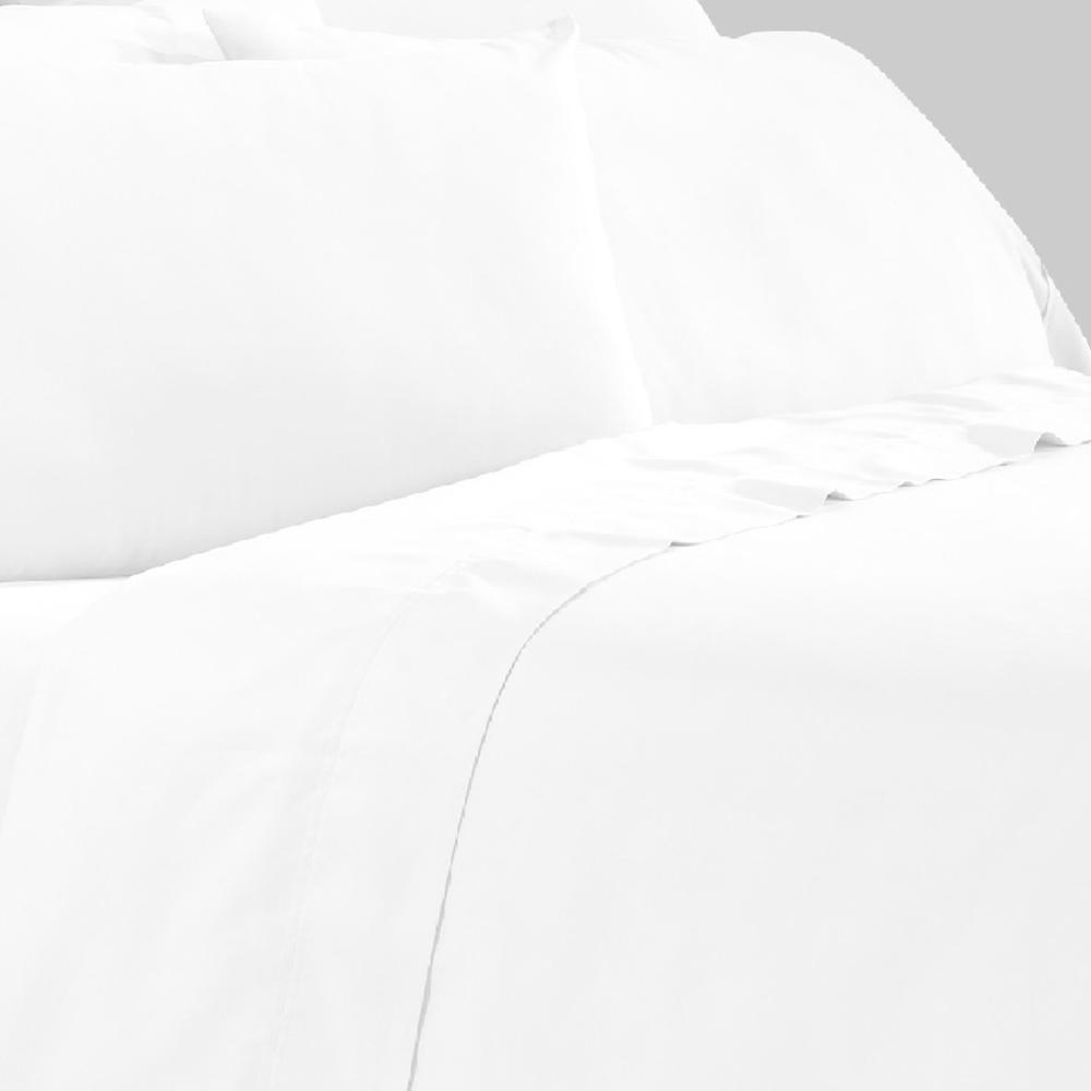 Saltoro Sherpi Minka 4 Piece Twin Bed Sheet Set Soft Antimicrobial Microfiber White - Saltoro Sherpi