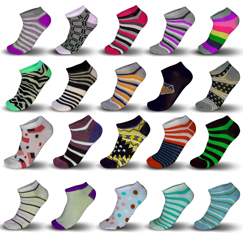 Generic Women’s Printed Ankle Socks, Set of 20 Assorted Pairs