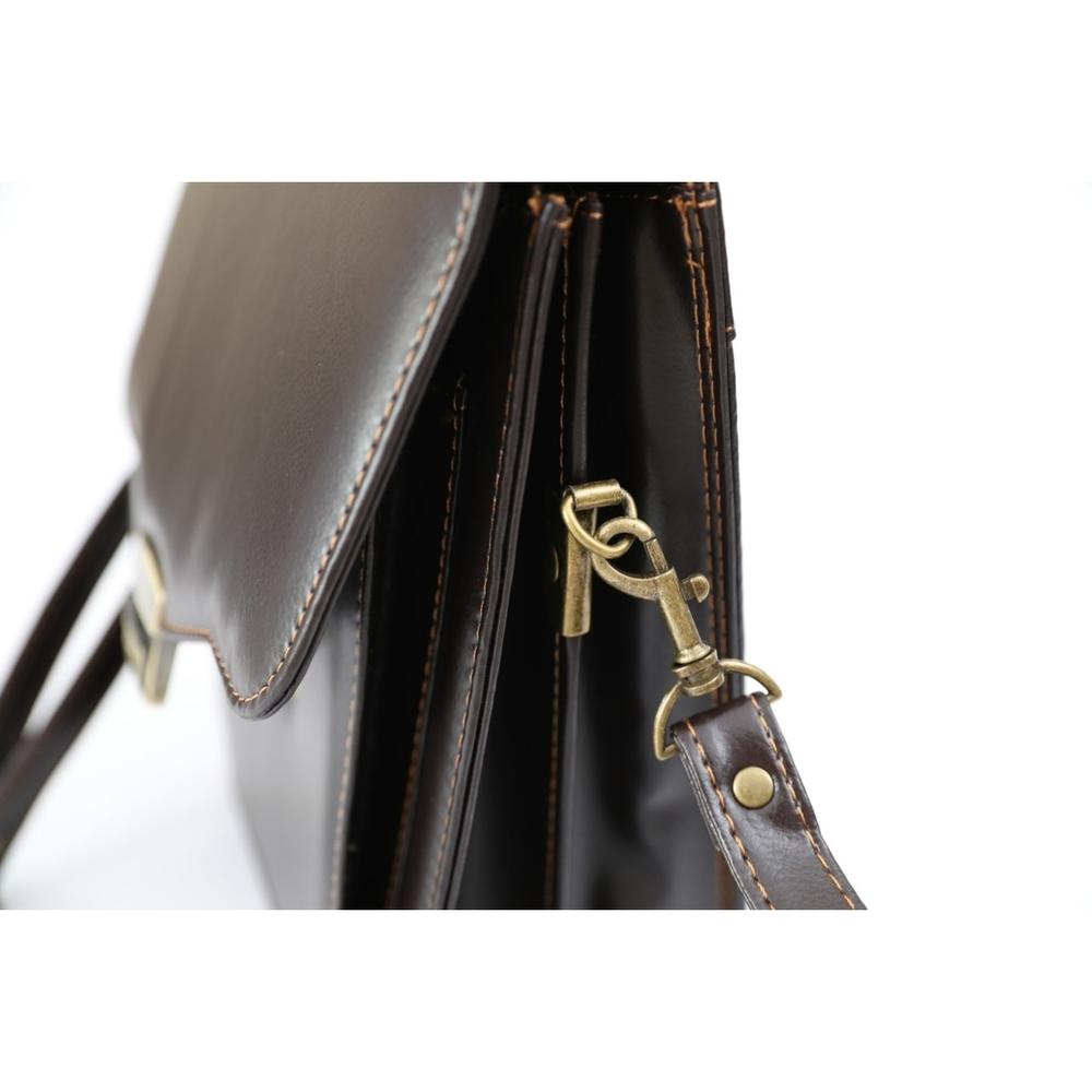 Deerlux Small Brown Leather Messenger Bag-Business Briefcase Tablet Bag